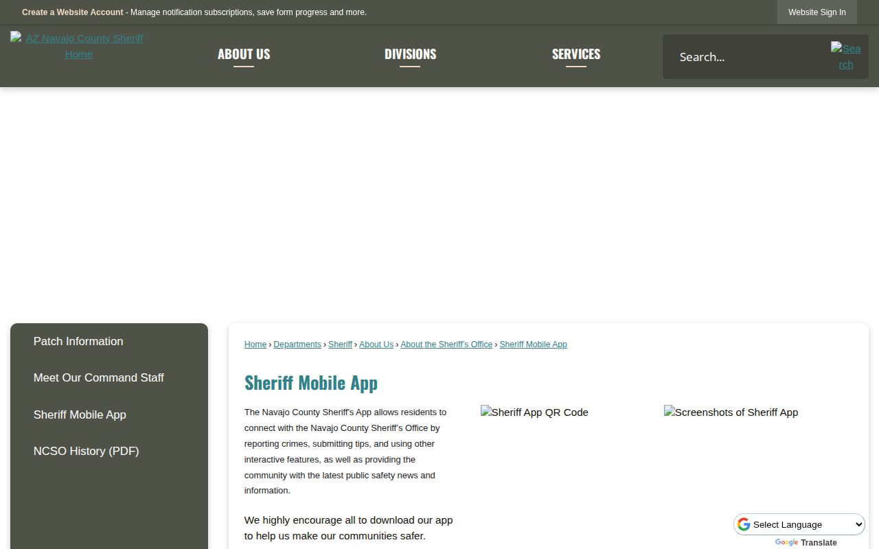 Navajo County Sheriff app information for arrest records and alerts